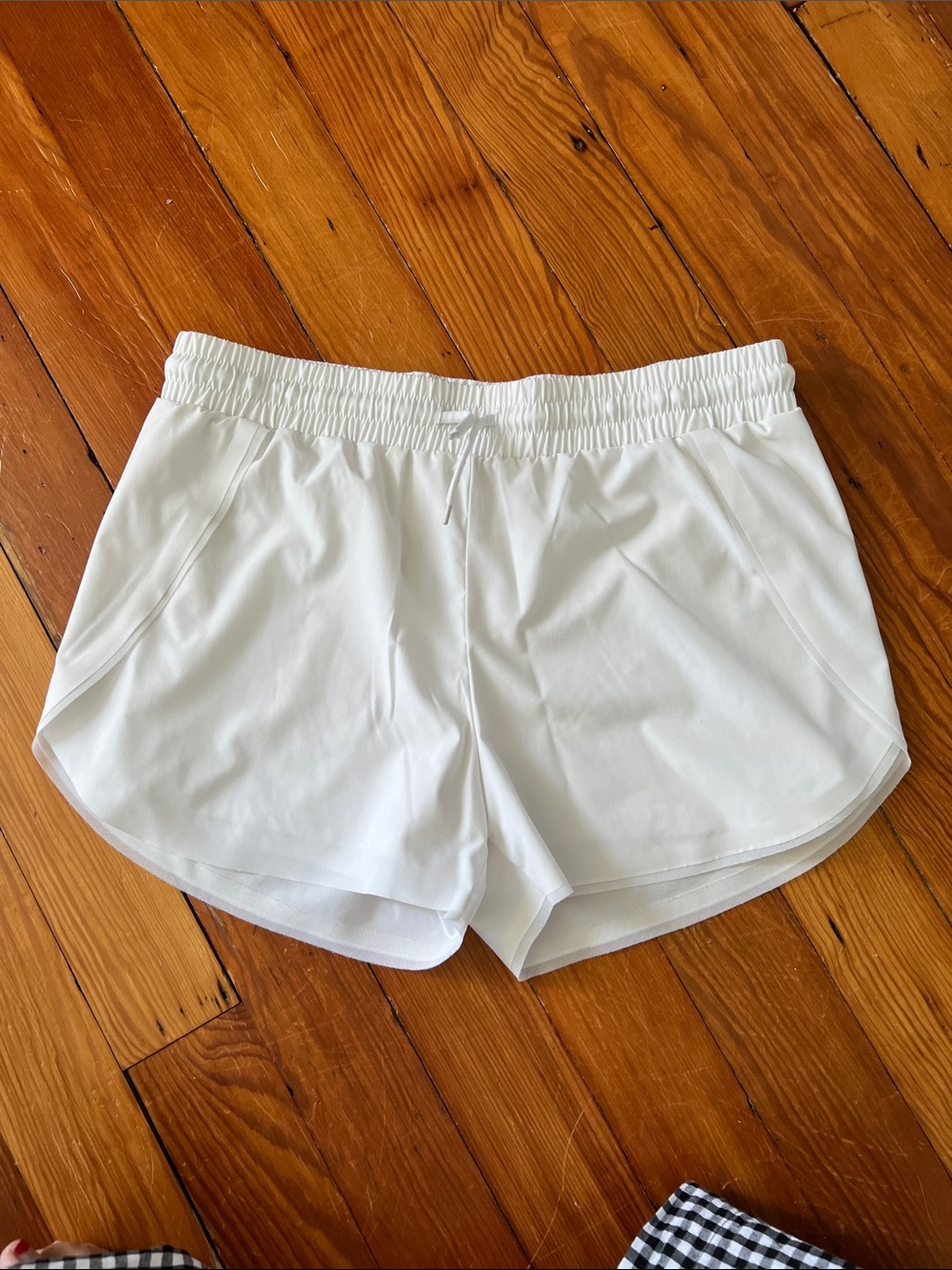 ZYIA White Women's Athletic Shorts with Drawstring Waist